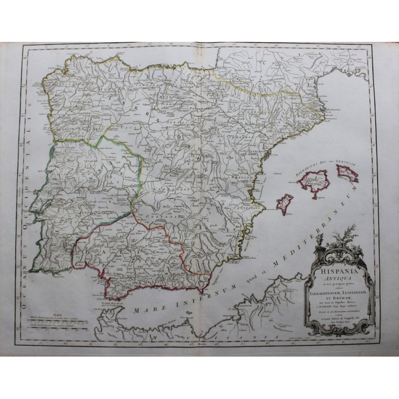 Carte De L Espagne Antique Hispania Antiqua 1750 Par Robert De Vaugondy